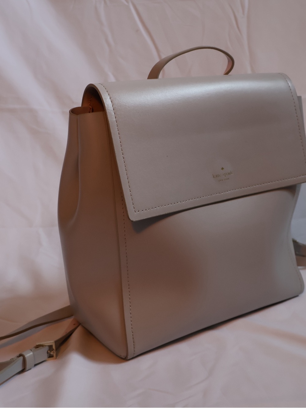 kate spade Minimal Leather Flap Backpack in Light Taupe